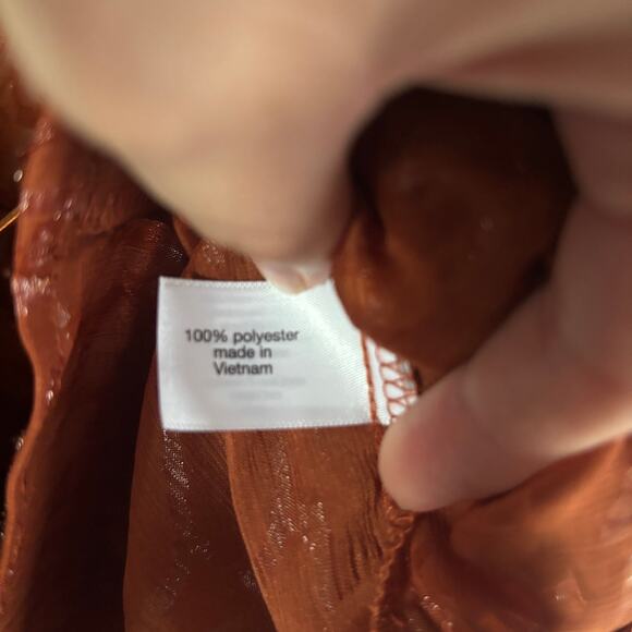 Lane Bryant Blouse Womens 14/16 Burnt Orange Sheer Boho Peasant Top Long Sleeve - Picture 10 of 11